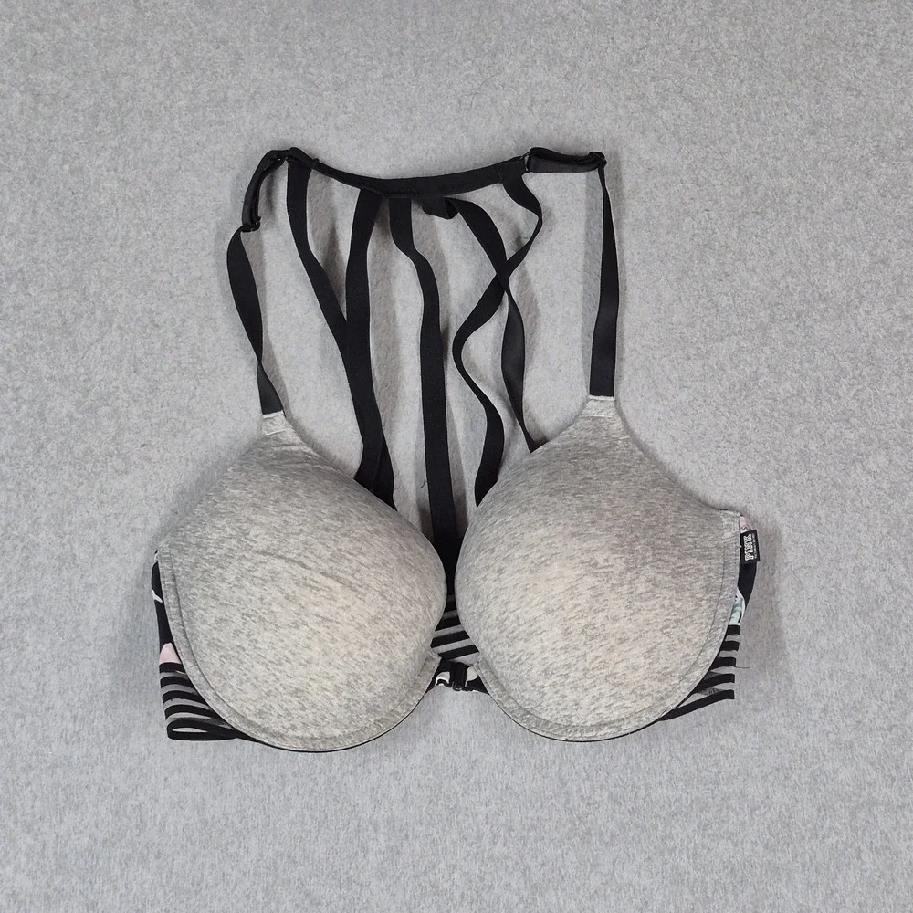 Victoria's Secret PINK Women Bra 36D Black Floral Wear Everywhere Push Up